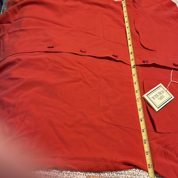 EDWARD Long Sleeve Orange Silk Long Sleeve Button Down Blouse Sz L - Picture 6 of 9